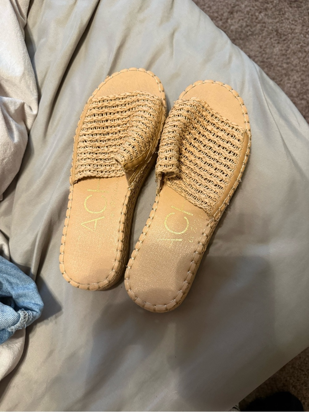 ACI Woven Slide Mules in Tan